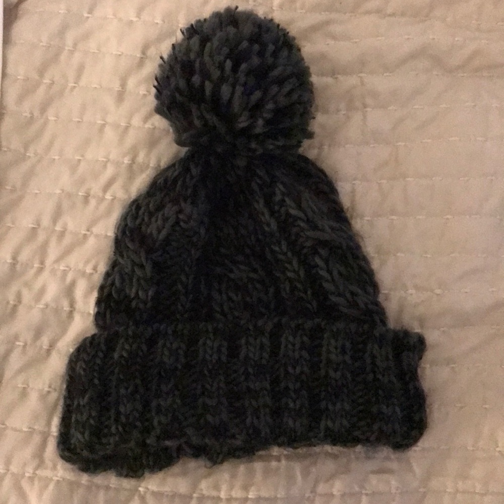 Black and grey knit winter hat